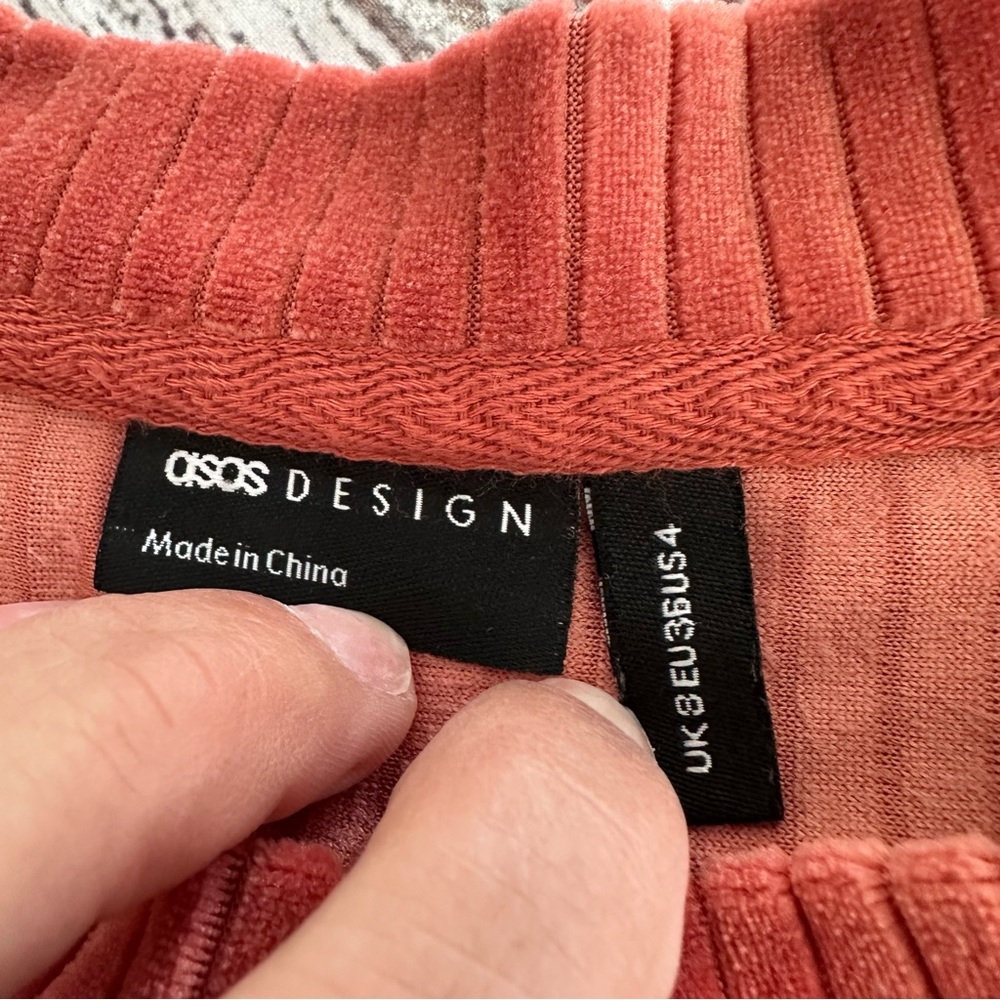 ASOS Rust Orange Ribbed Velour Lounge Set - Picture 4 of 7